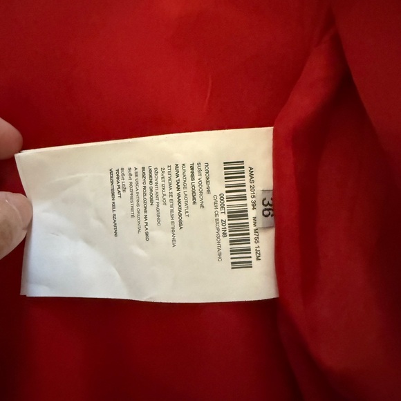 Red and cream  Women's leather Jacket - Picture 5 of 8